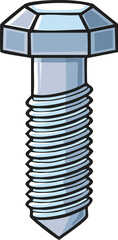 A stylized illustration of a metallic bolt with a hexagonal head and a threaded shaft.