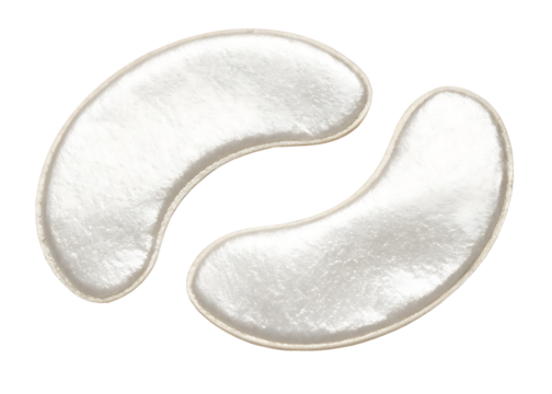 Pair of white shimmering under eye patches isolated on a transparent background soft
