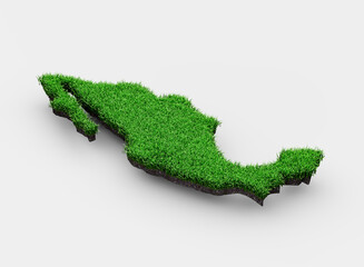 Mexico Map Soil Land Geology Cross Section Green Grass And Rock Ground Texture 3d Illustration