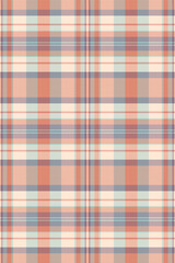 Subtle pastel plaid pattern, perfect for textile design, fashion, or website backgrounds.  The soft peach, cream, and blue hues create a calming and versatile aesthetic.