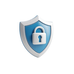 3D render of a shield with padlock indicating security and protection