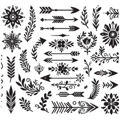 Arrows, floral designs vector elements