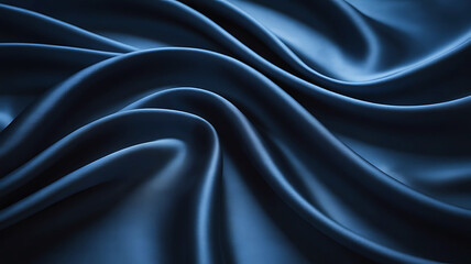 Fototapeta premium Elegant Dark Blue Silk Fabric with Soft Folds and Gentle Curves