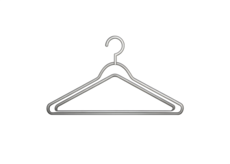Silver metal hanger with hook isolated on a transparent background clothing accessory