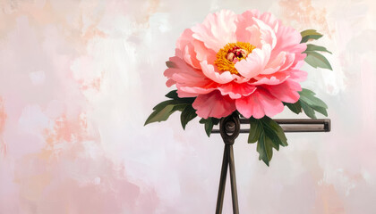 Vibrant Pink Bloom Above a Wall-Mounted Coat Hook Displaying Beauty