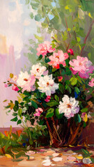 Blossoming Flowers in a Quiet Garden Patch Filled with Stillness