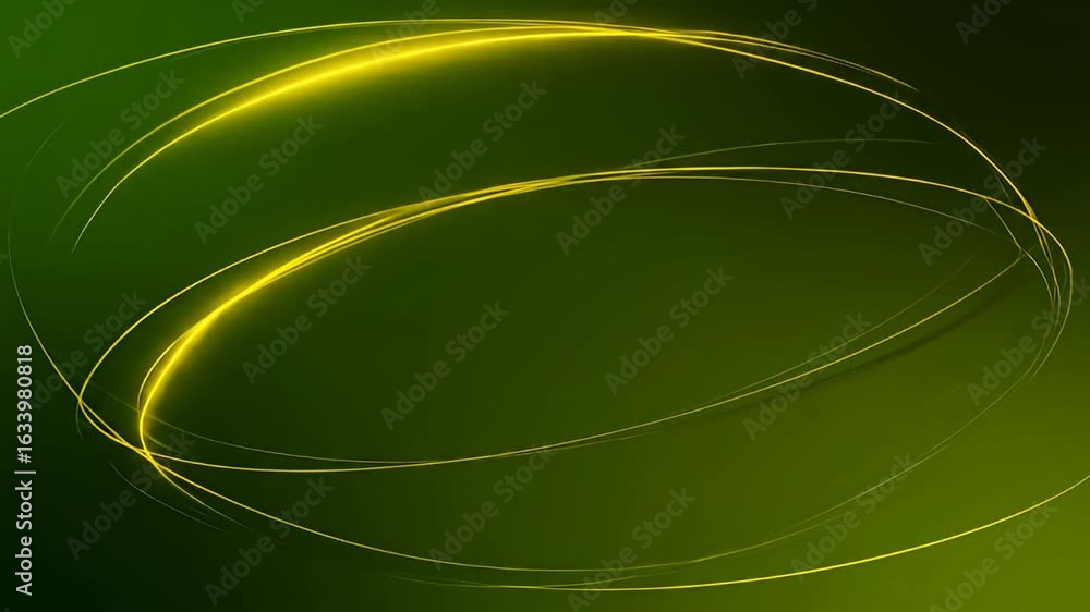 Canvas Prints golden curved lines dance across a verdant green background in this abstract design