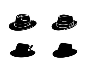 black silhouette of a hat vector with thick outline side view isolated, minimalistic , White background