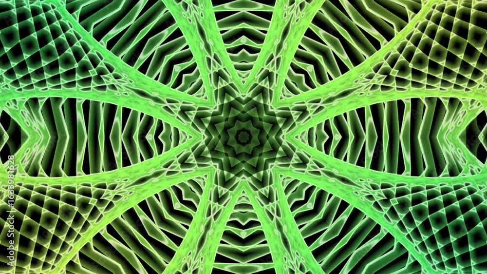 Poster abstract green kaleidoscope pattern animation background