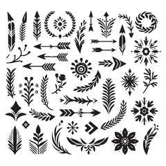 Arrows, floral designs vector elements