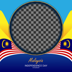 malaysia independence day square banner decorated with flags with empty space for picture