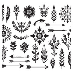 Arrows, floral designs vector elements