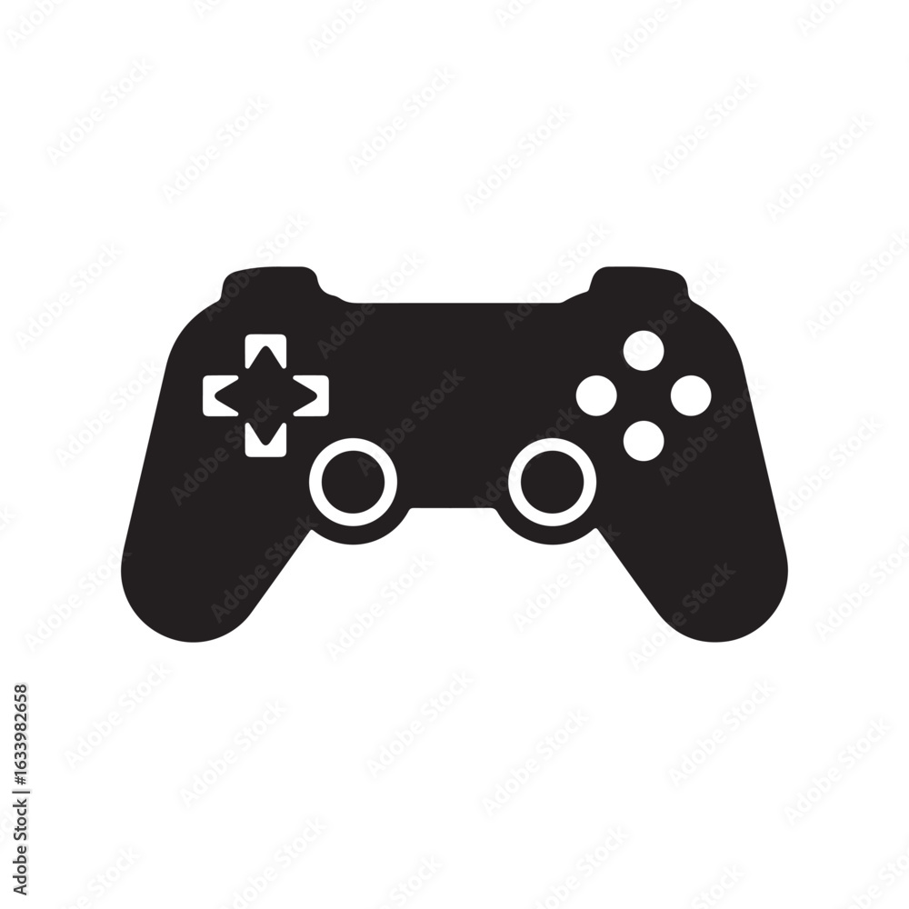 Poster game controller gamepad joystick solid flat vector icon isolated on white background