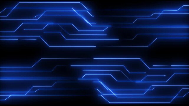 abstract technology background with neon blue lines seamless looping.lines abstract futuristic technology background. Seamless loop animation black background and 4k video animation. - Powered by Adobe