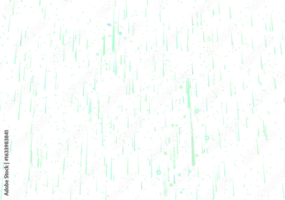 Aufkleber abstract cascade of falling green and cyan digital particles and pixelated data streams.