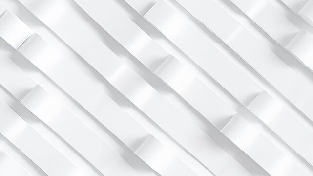 Diagonal white rectangular prism stack, creating a clean, geometric, and modern effect