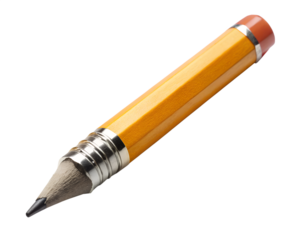 Yellow sharpened pencil with graphite lead isolated on transparent background