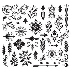 Arrows, floral designs vector elements
