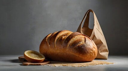 Fresh Bread Loaf on Wooden Table