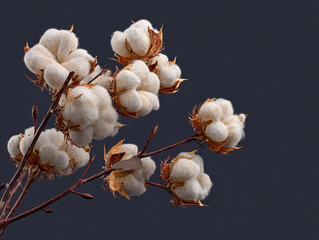 Soft Elegant Pima Cotton Tree with Cotton on Transparent Background

