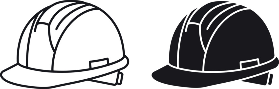 Hard hat icons safety helmet line art silhouette