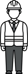 Construction worker icon safety vest hard hat