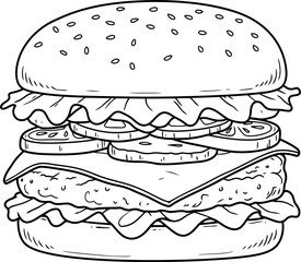 Hand drawn burger illustration