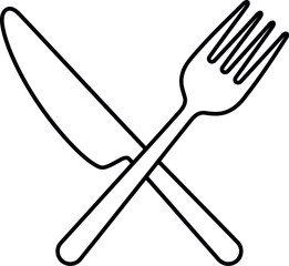 Crossed knife and fork icon restaurant symbol