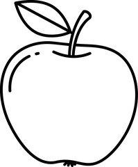 Simple apple outline drawing fresh fruit icon