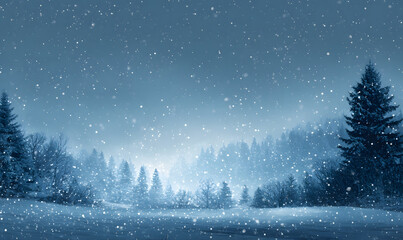 Winter christmas sky with falling snow