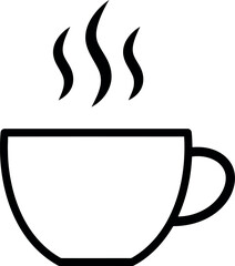 Steaming coffee cup icon minimalist line art