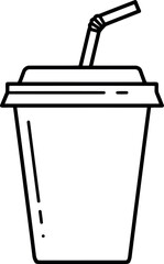Minimalist soda cup with straw line art icon