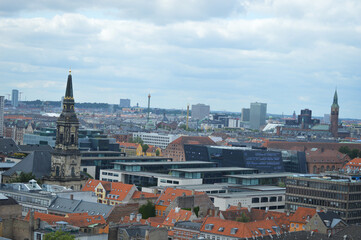 Copenhagen, Denmark Skyline its iconic colorful buildings and World's famous Danish Architecture.
