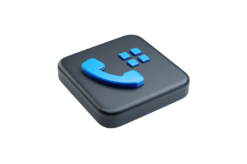 3D phone icon, call button, communication concept