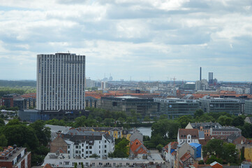 Copenhagen, Denmark Skyline its iconic colorful buildings and World's famous Danish Architecture.