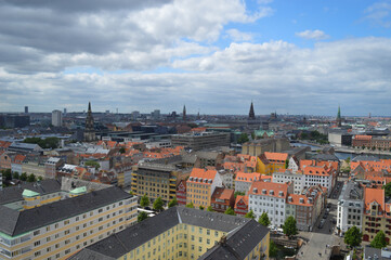 Obraz premium Copenhagen, Denmark Skyline its iconic colorful buildings and World's famous Danish Architecture.