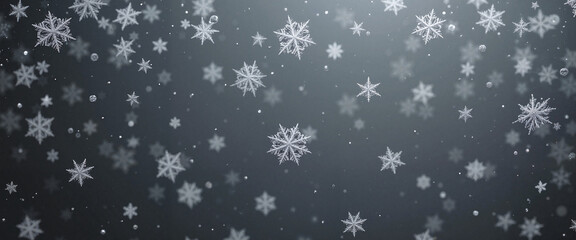 Abstract winter theme with falling snowflakes on a dark gradient backdrop, designed for Christmas greeting cards, holiday web banners, seasonal presentations, and festive flyers.