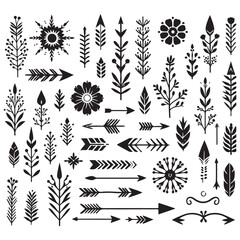 Arrows, floral designs vector elements
