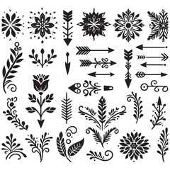 Arrows, floral designs vector elements