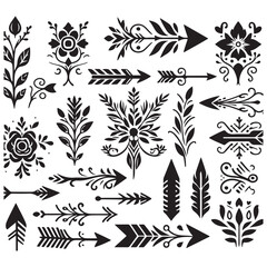 Arrows, floral designs vector elements