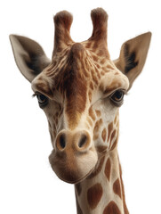 Naklejka premium Closeup portrait of a giraffes head isolated on a transparent background