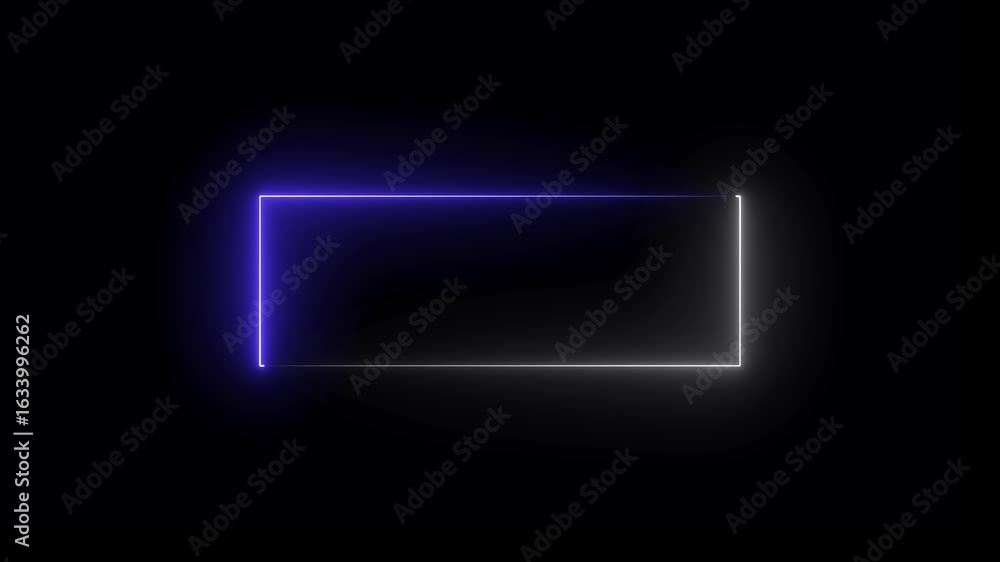 Poster a rectangle outline illuminated with neon with color against a black background. abstract glowing ne