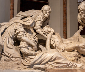 PIACENZA, ITALY - MAY 20, 2025: The detail of  terracota sculptural group 