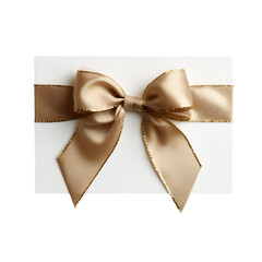 Fototapeta premium Elegant Gold Bow on White Card Festive Gift Decoration