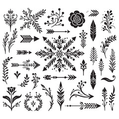 Arrows, floral designs vector elements