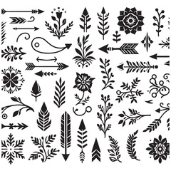 Arrows, floral designs vector elements