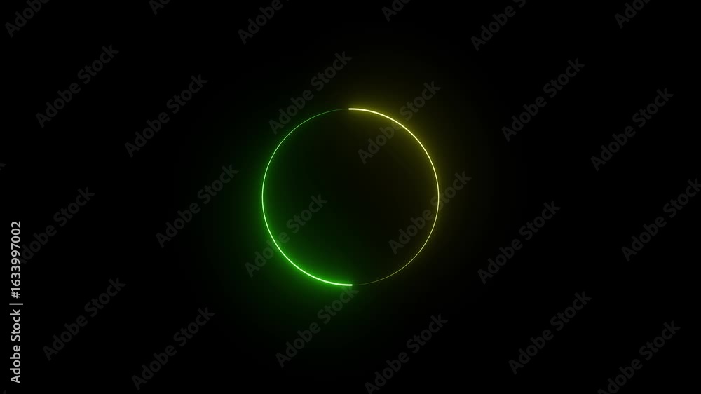 Poster abstract glowing neon circle loading icon concept illustration background.a simple yet striking desi