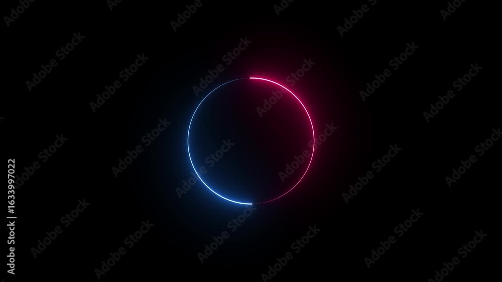Poster abstract glowing neon circle loading icon concept illustration background.a simple yet striking desi