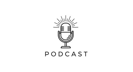 "Professional Podcast Microphone Icon for Audio Recording and Broadcasting"