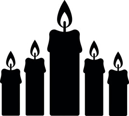 Black candle silhouette with glowing flames